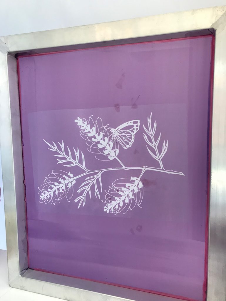 grevillea design as photo emulsion screen printing stencil