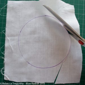 Fabric Button Puff Brooch cut the circle out image