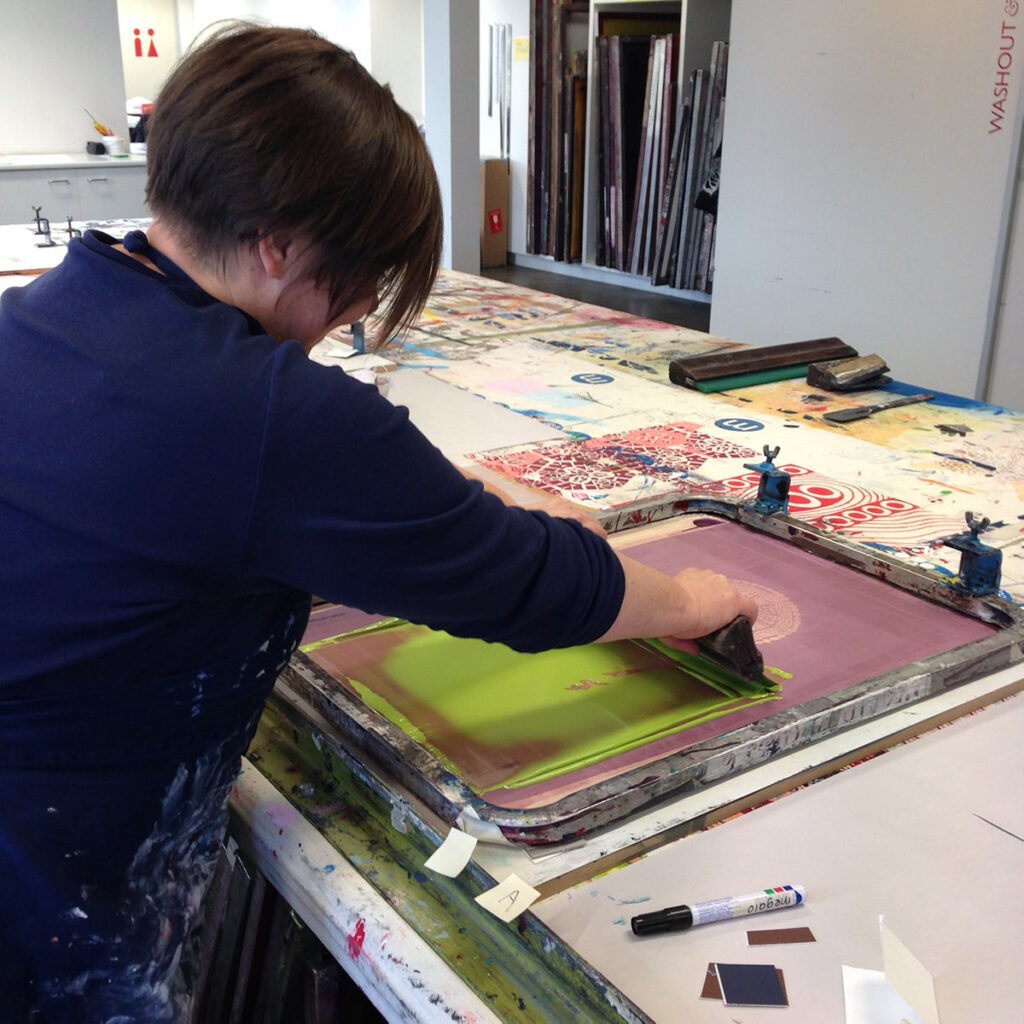 image while Rebecca Angela is Screen printing on Paper