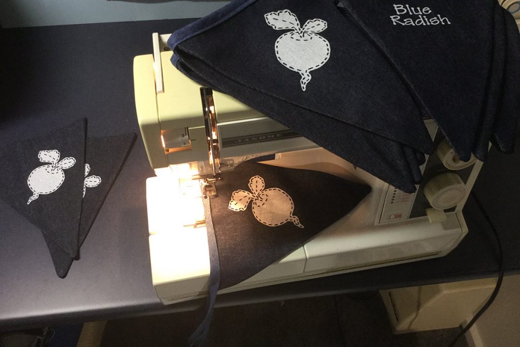 Preparations included making bunting to decorate my stall.