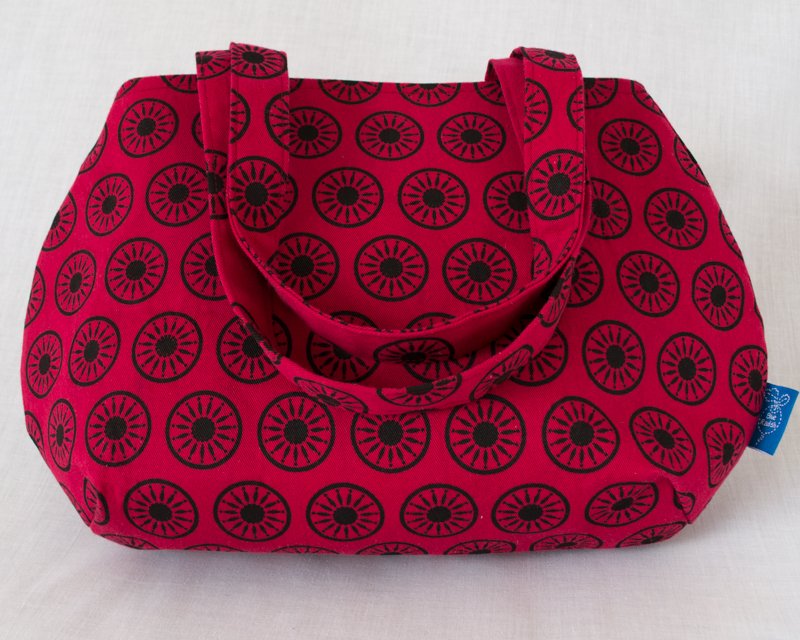 Red Black Scandi Flower Handbag