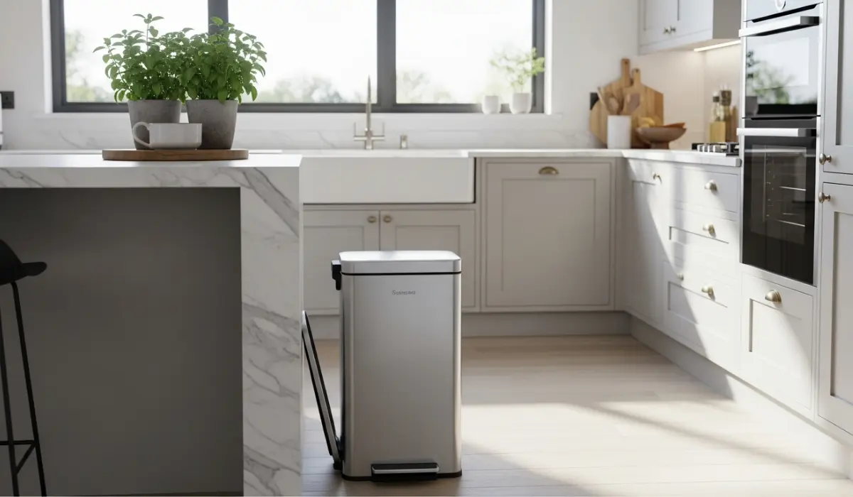 Modern Rubbish bin in kitchen image