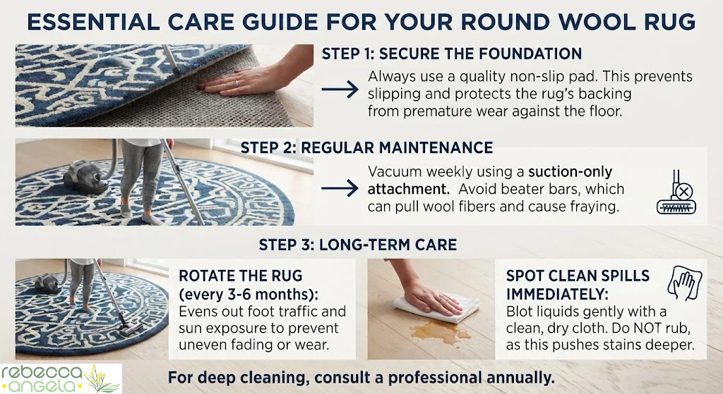 Care and Maintain for Round Wool Rug image