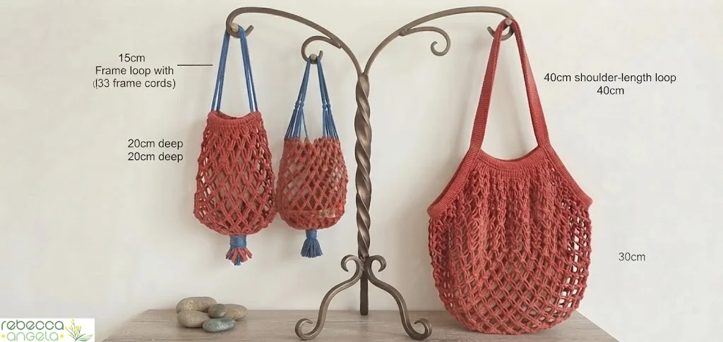 Macrame Market Bag Changing the size image