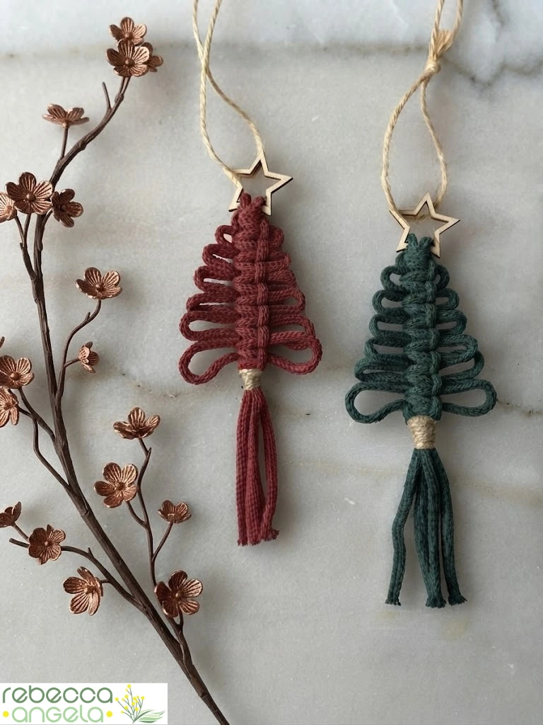 Macrame Christmas tree ornament image