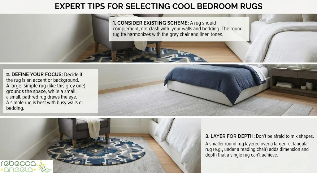 Perfect Color and Pattern of Cool Rugs for Bedroom Decor image
