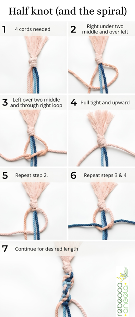half knot (and the spiral) tutorial images