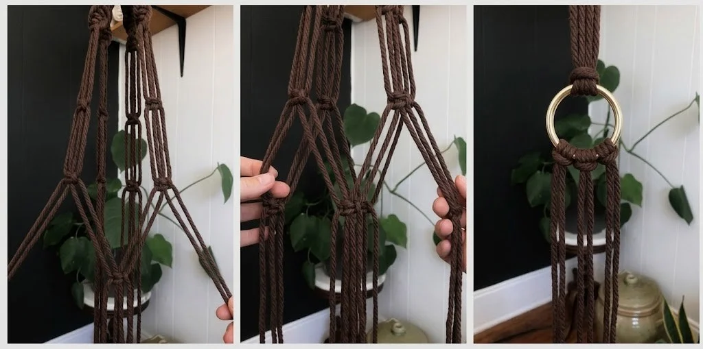 Two square knots down each arm