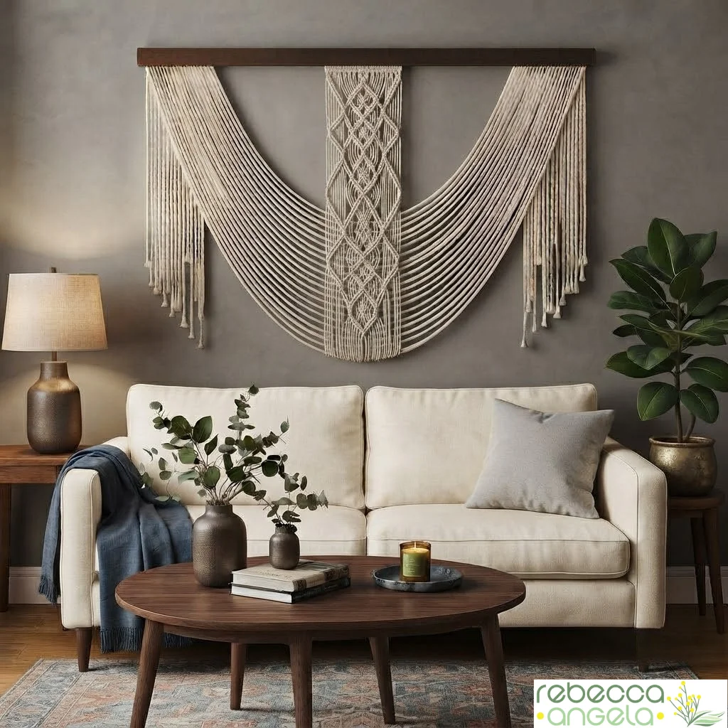 Macrame simple fringe wall panel image