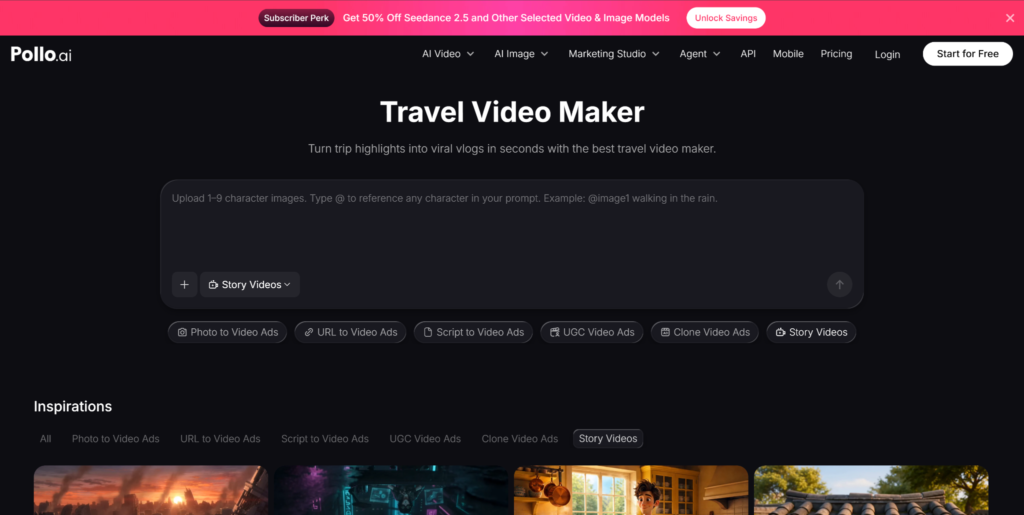 ai video maker dashboard image
