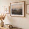 A collected, slightly asymmetrical gallery wall built around one horizontal statement piece image